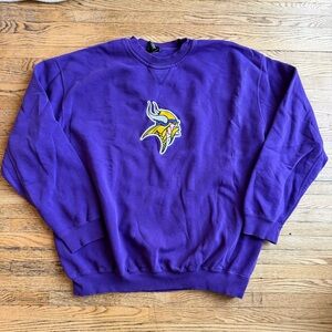 MINNESOTA VIKINGS FOOTBALL crewneck sweatshirt SKOL embroidered logo purple